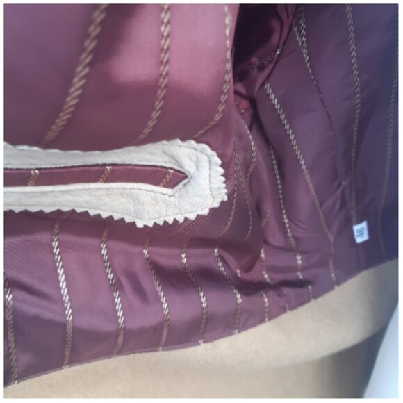 Long Beige Suede Coat SZ 46 Men's Fully Lined - Picture 4 of 8